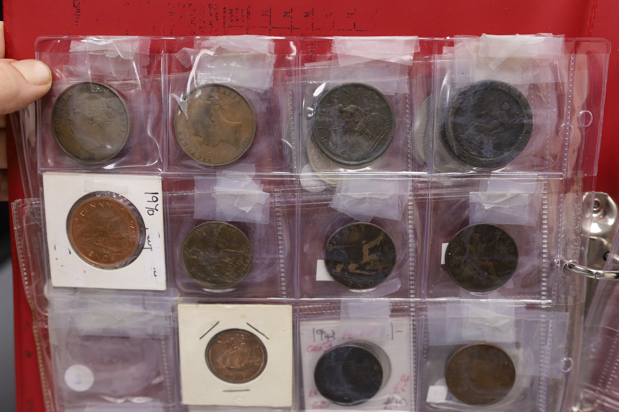 UK coins, Victoria to Elizabeth II, highlights to include halfpenny 1838, near EF, halfcrowns 1915, 1929, 1936 x 2, all EF, shillings 1934, EF and 1937 UNC, five decimal coins sets 1971 etc.